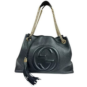 Gucci Soho Disco Shoulder Bag Leather Black Chain